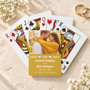 Jeu De Cartes Faire part de sauvegarde cœur photo or moderne