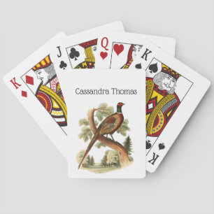 Jeu De Cartes Faisan ancien sur une branche avec dessin en coule
