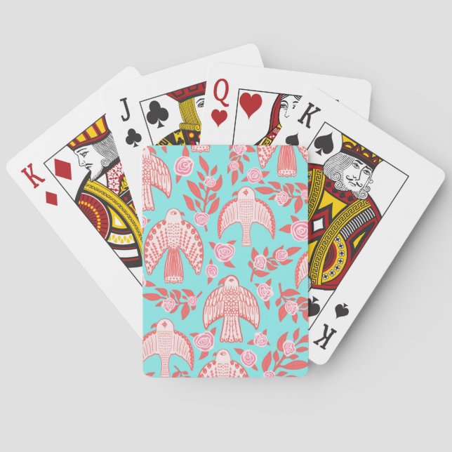 Jeu De Cartes Falcons & Roses élégants Illustré (dos)