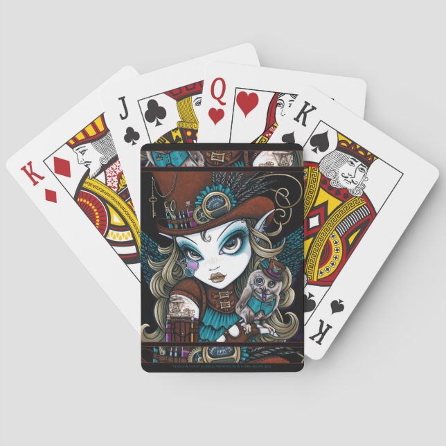 Jeu De Cartes Familier de hibou d'ange de "bijoux et de Vern" (dos)