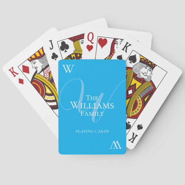 Jeu De Cartes Famille Monogramme bleu azur (dos)