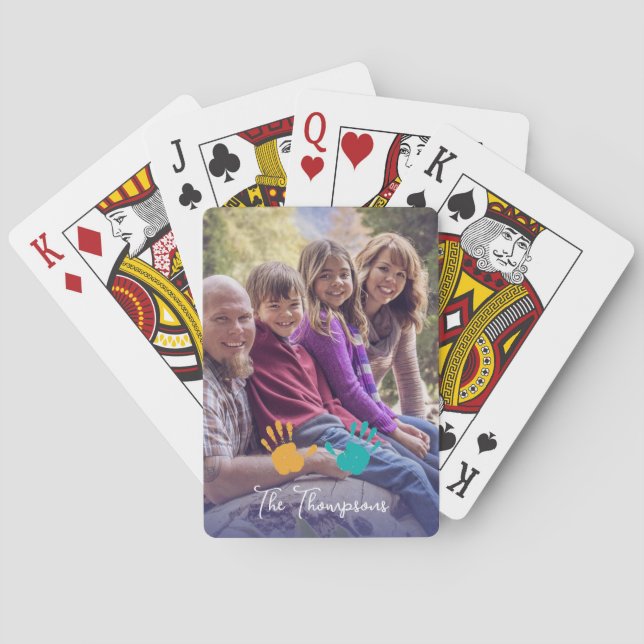 Jeu De Cartes Famille Photo enfants Handsprint Moderne (dos)