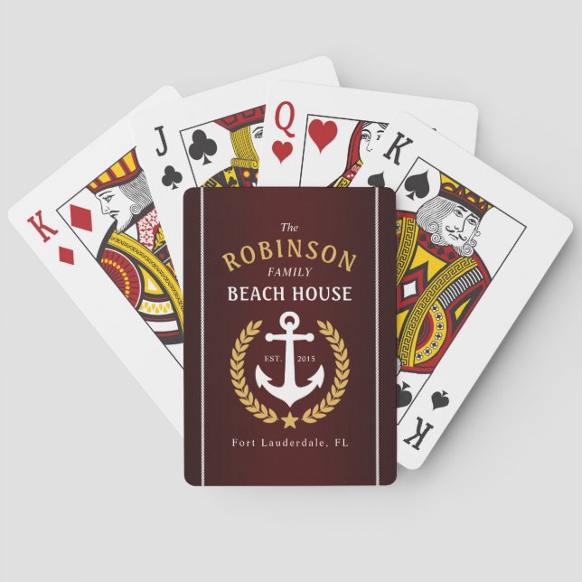 Jeu De Cartes Family Beach House Ancre Gold Laurel Burgundy (dos)