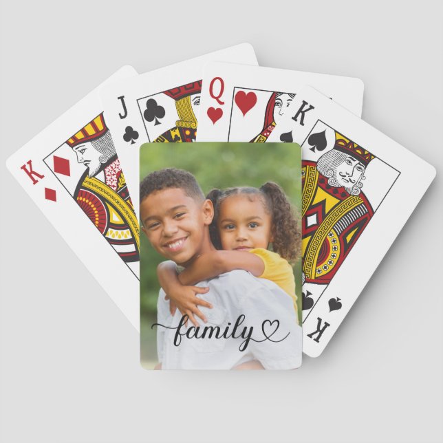 Jeu De Cartes Family Love Black Script Photo personnalisée (dos)