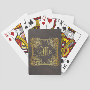 Jeu De Cartes Fantaisie classique de cuir d'antiquité de cadre