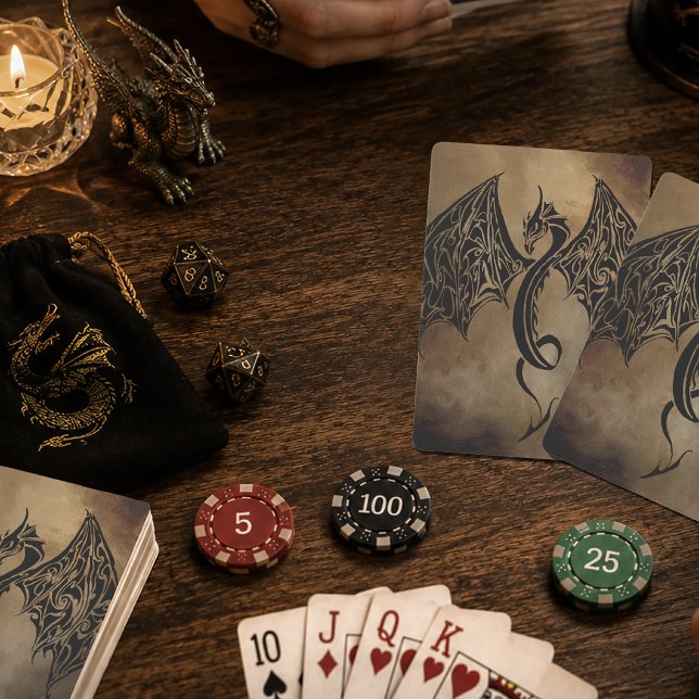 Jeu De Cartes Fantaisie de dragon en pierre noire tribale (Créateur téléchargé)