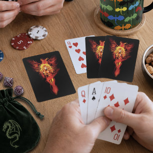 Jeu De Cartes Fantaisie de phénix femme noir rouge ardent