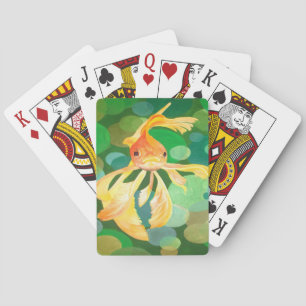 Jeu De Cartes Fantastique poisson d'or avec bulles vertes Vector