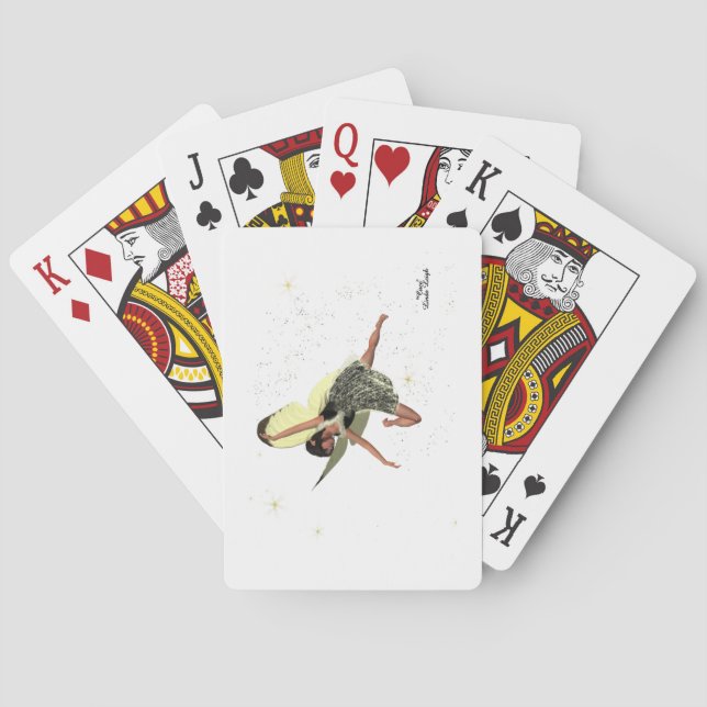 Jeu De Cartes Fée Fée Avec Des Ailes Jaunes Jouant Des Cartes (dos)