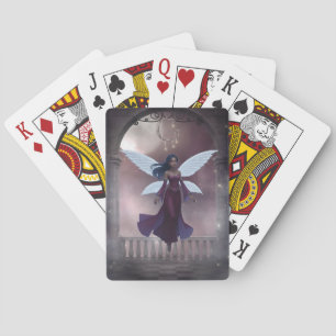Jeu De Cartes Fée magique aux cheveux foncés avec lune
