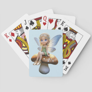 Jeu De Cartes Fée mignonne sur un champignon Jouer aux cartes