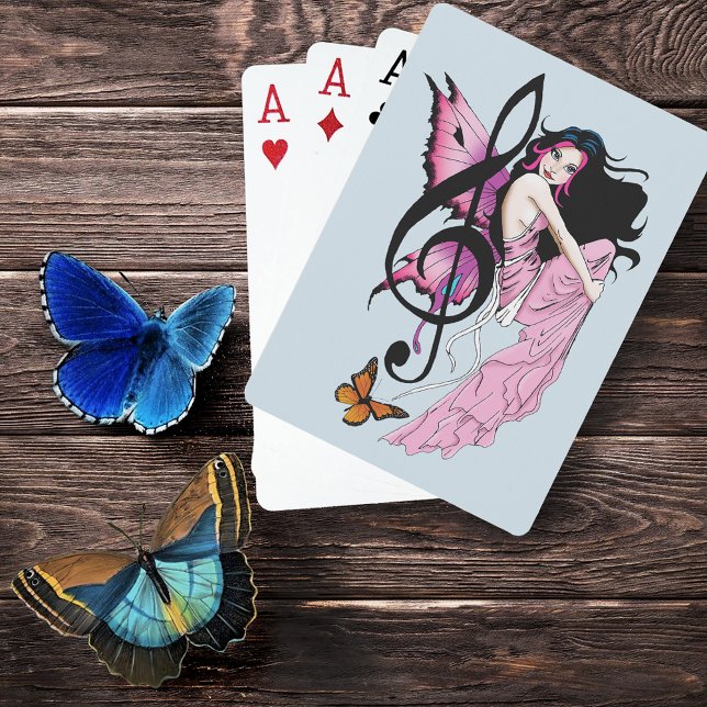Jeu De Cartes Fée Rose Fantaisiste Note de Musique Bleue (Créateur téléchargé)