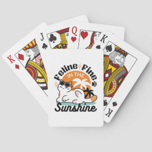 Jeu De Cartes Feline fin au soleil - Chat Tropical relaxé