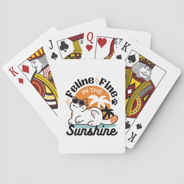 Jeu De Cartes Feline fin au soleil - Chat Tropical relaxé (dos)