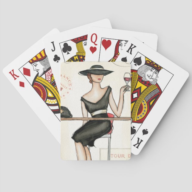 Jeu De Cartes Femme à la mode et verre de vin (dos)
