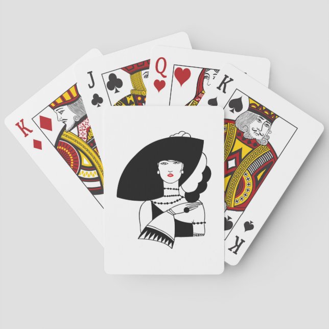 Jeu De Cartes Femme Art Déco En Gros Gants Casquettes RL (dos)