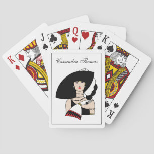 Jeu De Cartes Femme Art Déco Vintage portant un chapeau des gant