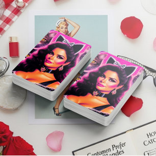 Jeu De Cartes Femme Chat Rétro-onde 80