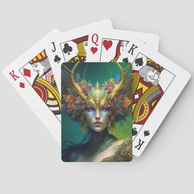 Jeu De Cartes Femme Elfe Horned Imaginaire Art Jouer des cartes (dos)