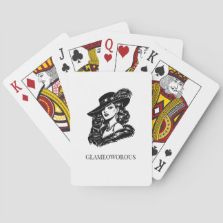 Jeu De Cartes Femme Glamour avec Illustration de Mode Féline