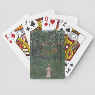 Jeu De Cartes Femme marchant dans une forêt exotique, Henri Rous