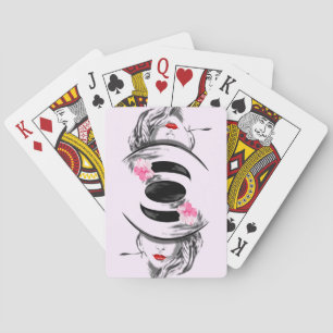 Jeu De Cartes Femme Mystérieuse Jouant Des Cartes Vos Couleurs