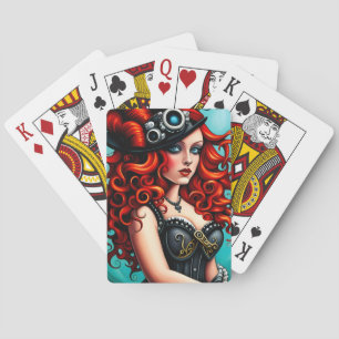 Jeu De Cartes Femme Red Haired Steampunk