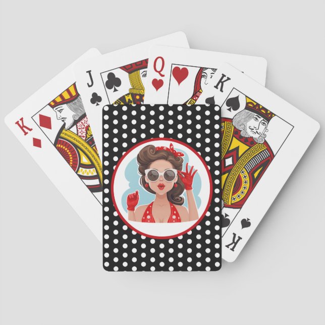 Jeu De Cartes Femme Rétro Jouant Des Cartes (dos)