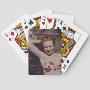 Jeu De Cartes Femme vintage Jouant Aux Cartes