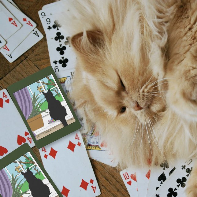 Jeu De Cartes Fenêtre Chat noir regardant dehors (Créateur téléchargé)