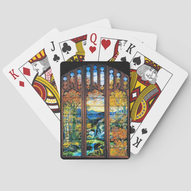 Jeu De Cartes Fenêtre en verre de Tiffany Fenêtre paysage de chu (dos)