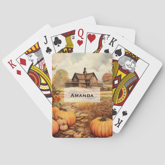 Jeu De Cartes Ferme citrouille automne récolte Thanksgiving (dos)