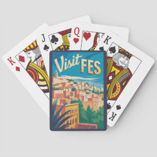 Jeu De Cartes Fès Maroc Afrique Illustration Voyage Art Vintage