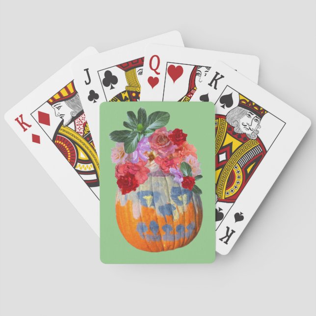 Jeu De Cartes Festif automne Citrouille Floral (dos)