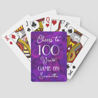 Jeu De Cartes Fête d'anniversaire de 100 ans élégante violette