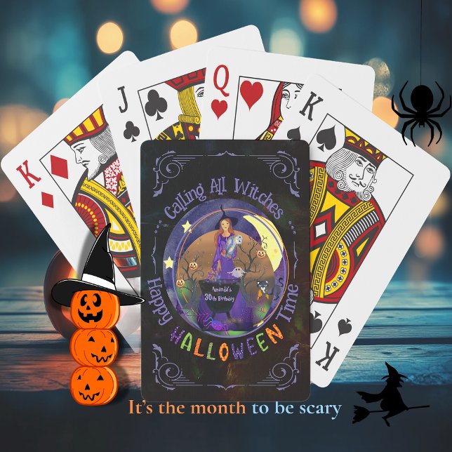 Jeu De Cartes Fête d'anniversaire de la sorcière d'Halloween (Halloween Witch Birthday party Poker Cards)
