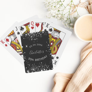Jeu De Cartes fête d'anniversaire noir argent parties scintillan