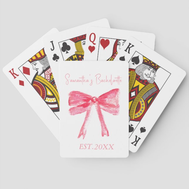 Jeu De Cartes Fête de Fiançailles Ruban Rose Coquette  (dos)