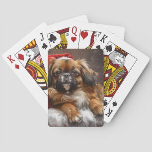 Jeu De Cartes Fête de Noël de Chien Espagnol Tibétain