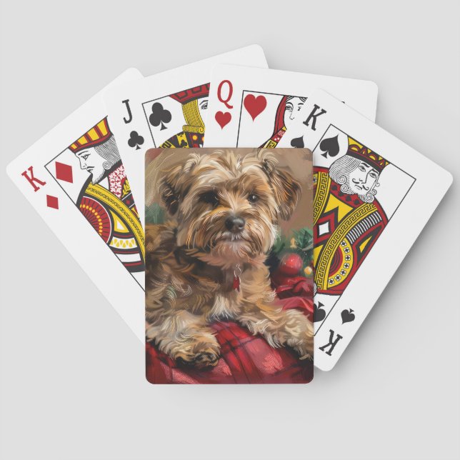 Jeu De Cartes Fête de Noël de Chien Yorkipoo (dos)