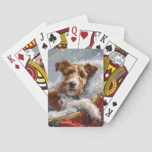 Jeu De Cartes Fête de Noël du chien Terrier de la Fête du Fil de