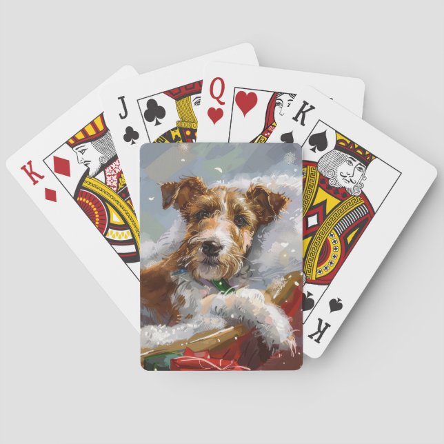 Jeu De Cartes Fête de Noël du chien Terrier de la Fête du Fil de (dos)