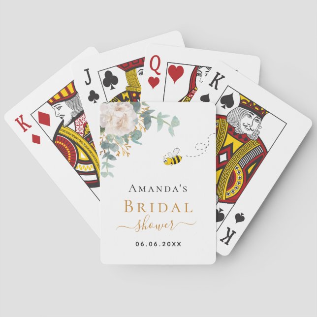 Jeu De Cartes Fête des mariées fleurie eucalyptus abeille verte (dos)
