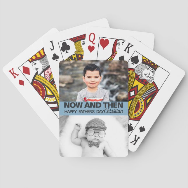 Jeu De Cartes Fête des pères maintenant, puis photos garçon (dos)