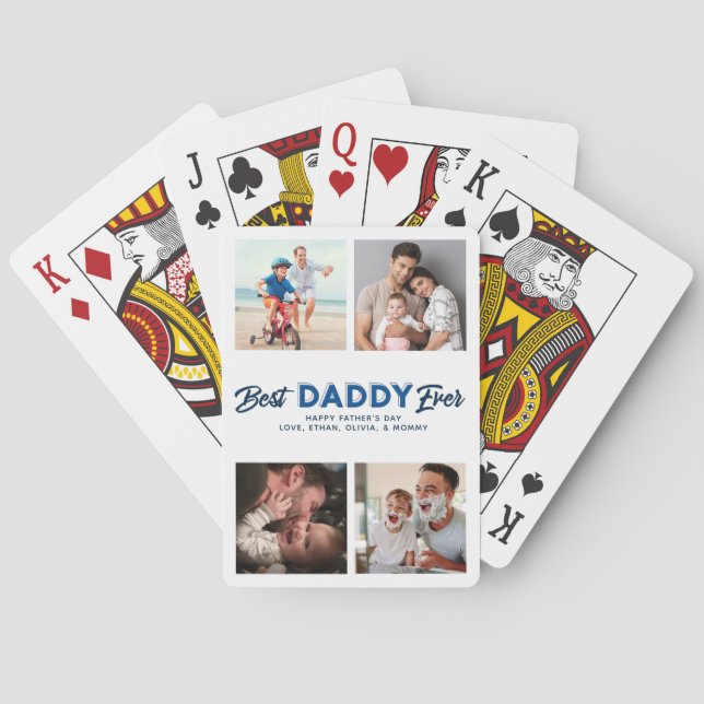 Jeu De Cartes Fête des pères personnalisée Photo Collage Meilleu (dos)