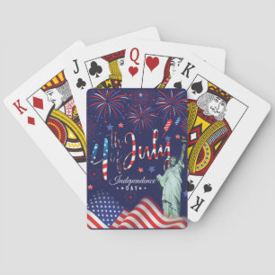 Jeu De Cartes Feu D'Oeuvre Le 4 Juillet Avec La Statue De Libert