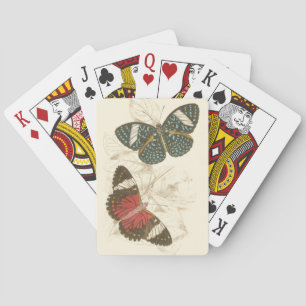 Jeu De Cartes Feuille de sépia avec les papillons colorés