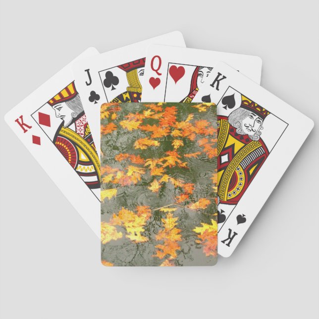 Jeu De Cartes feuille tombé sous la pluie d'automne (dos)