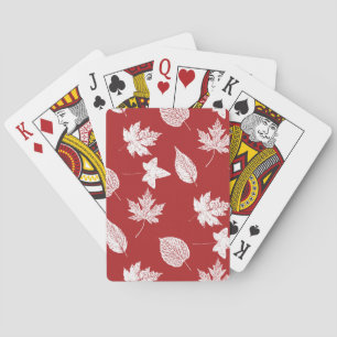 Jeu De Cartes Feuilles d'automne - blanc et rouge foncé