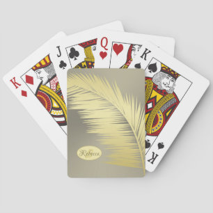 Jeu De Cartes Feuilles de palmier tropical doré 